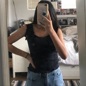 A Ruffled Black Tank Top